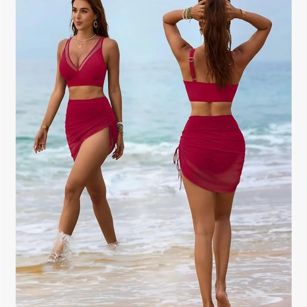 Chic Halter Red Bikini Set